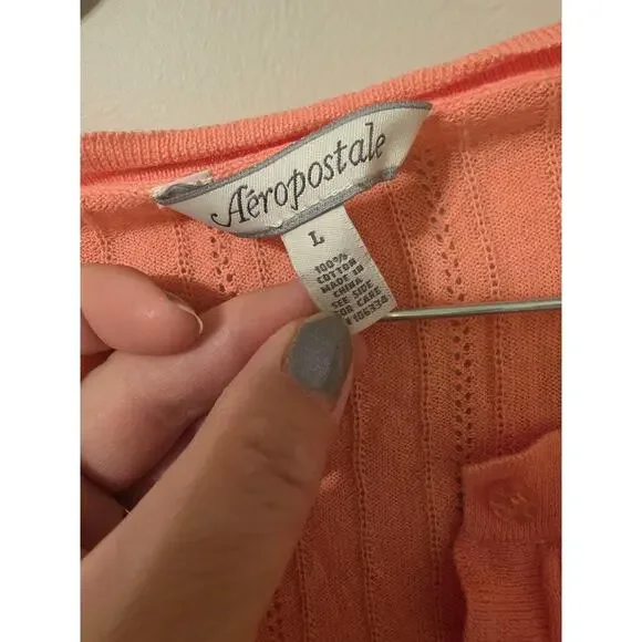 🧡 Aeropostale Ribbed Henley Knit Top (Size L) - Picture 3 of 4
